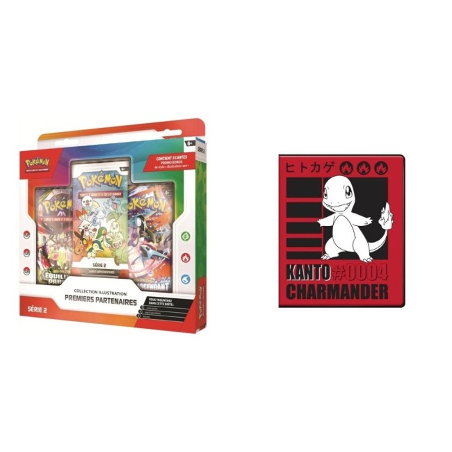 Pack Pokémon JCC Collection Illustration Premiers Partenaires Série 2 FR avec portfolio 4 pochettes Salamèche