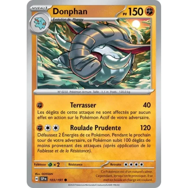 Carte Pokémon Donphan 103/191 - EV8 Étincelles Déferlantes