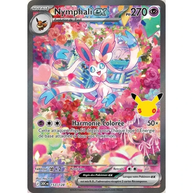 Carte Pokémon Nymphali ex 153/128 – 30e Anniversaire FR
