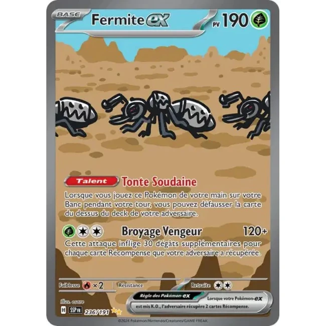 Carte Pokémon Fermite ex 236/191 - EV8 Étincelles Déferlantes