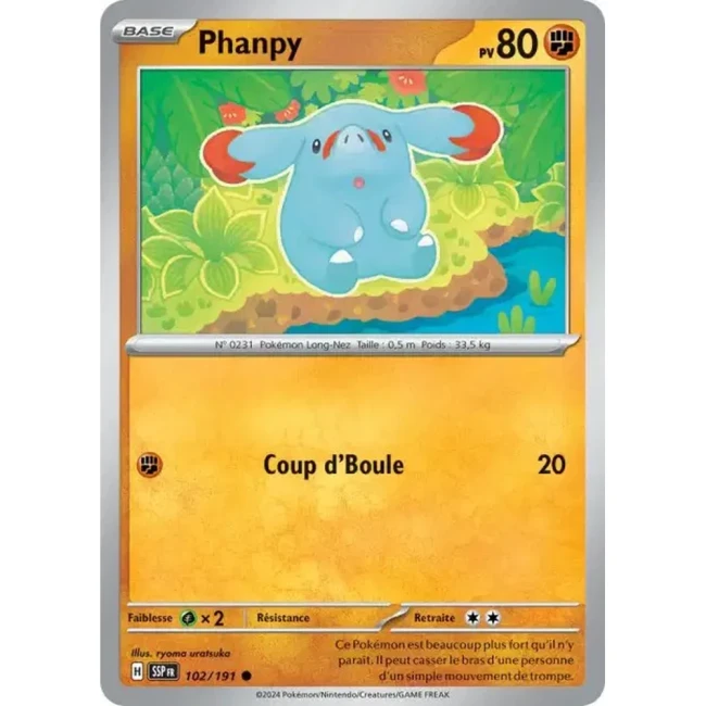 Carte Pokémon Phanpy 102/191 - EV8 Étincelles Déferlantes