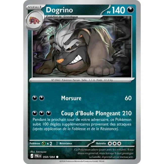 Carte Pokémon Dogrino 58/084 - ME05 Nuit Noire