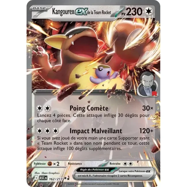 Carte Pokémon Kangourex ex de la Team Rocket 162/217 -  ME02.5  Héros Transcendants