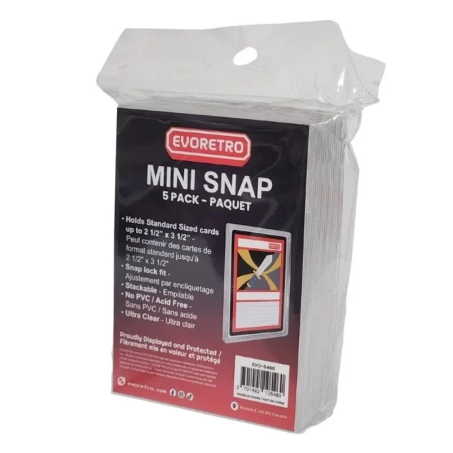 Lot 5 Mini Snap EVORETRO – Porte-Cartes Rigides à Pression (Format Standard)