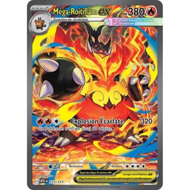 Carte Pokémon Méga-Roitiflam ex 273/217 - ME02.5  Héros Transcendants