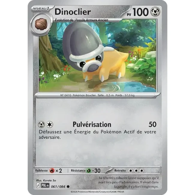 Carte Pokémon Dinoclier 61/084 - ME05 Nuit Noire