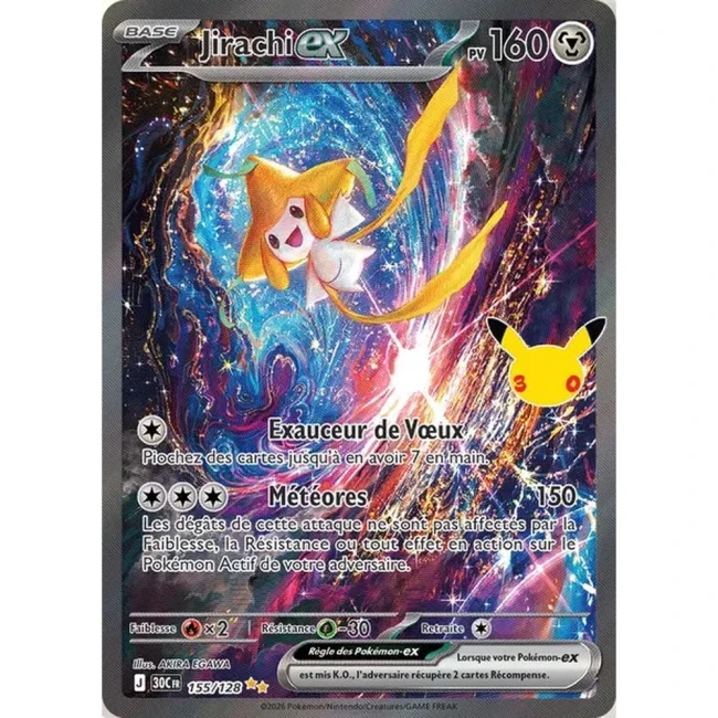 Carte Pokémon Jirachi ex 155/128 – 30e Anniversaire FR