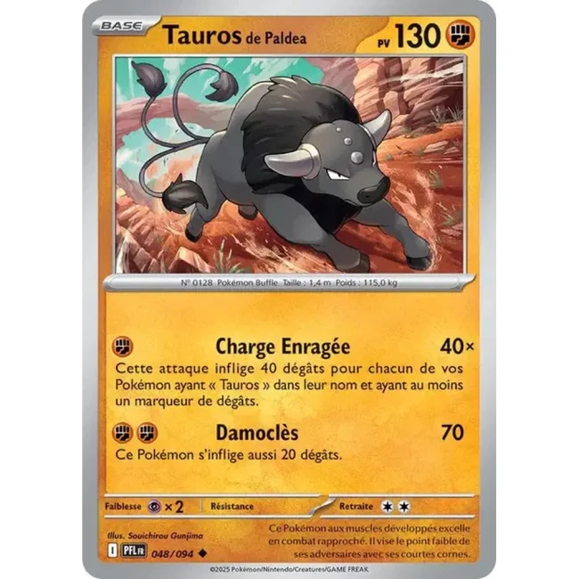 Carte Pokémon Tauros de Paldéa 48/94 - ME02 Flammes Fantasmagoriques