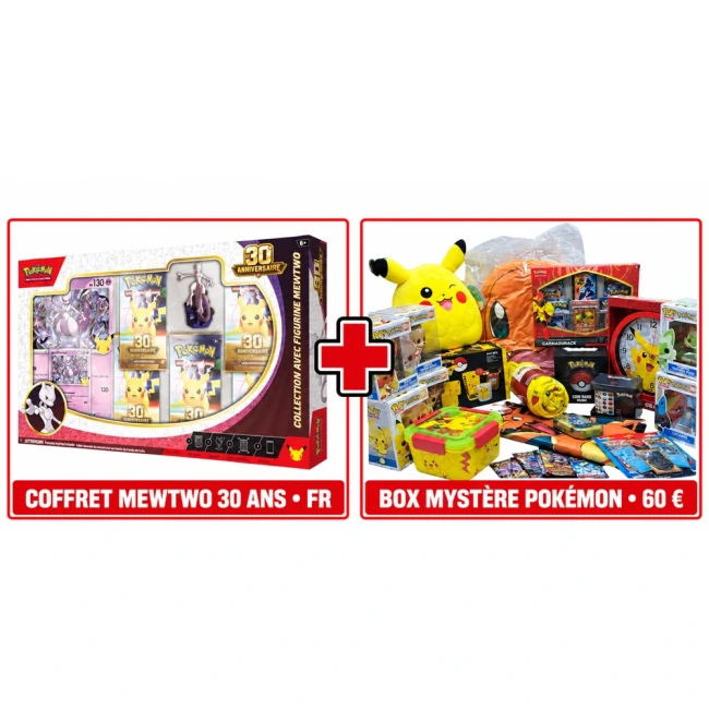 Coffret Pokémon Mewtwo 30 ans et Box Mystère Bronze réunis