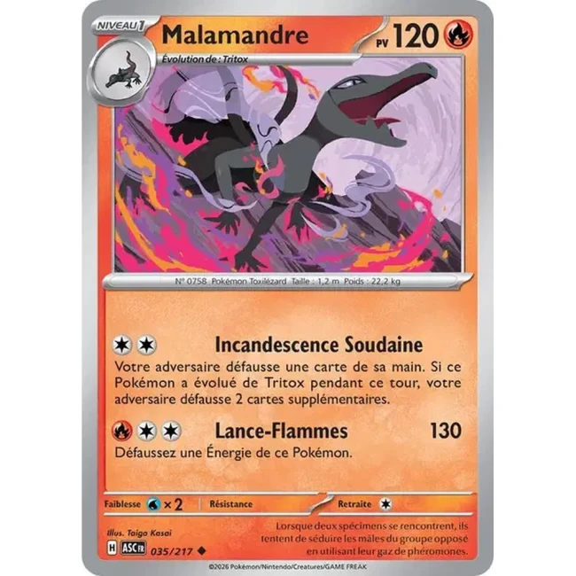 Carte Pokémon Malamandre 35/217 - ME02.5 Héros Transcendants