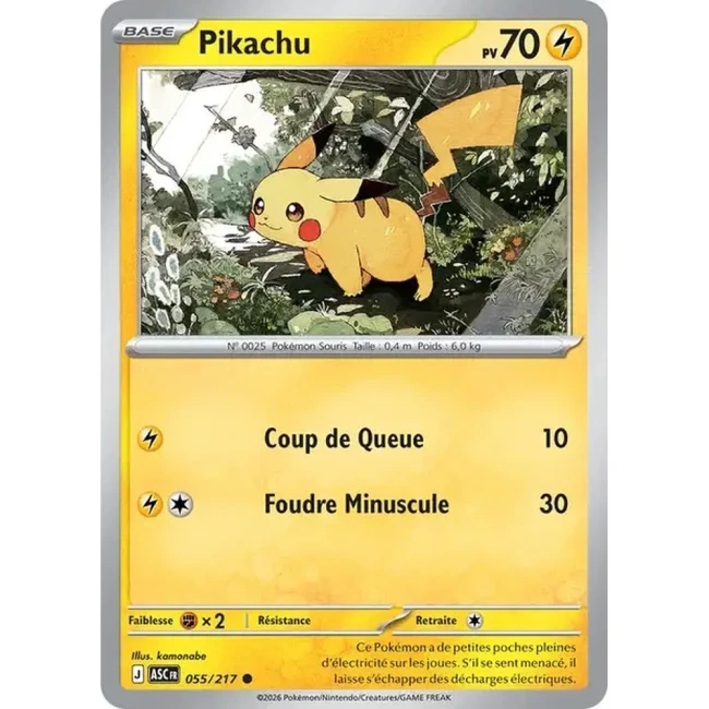 Carte Pokémon Pikachu 55/217  - ME02.5 Héros Transcendants