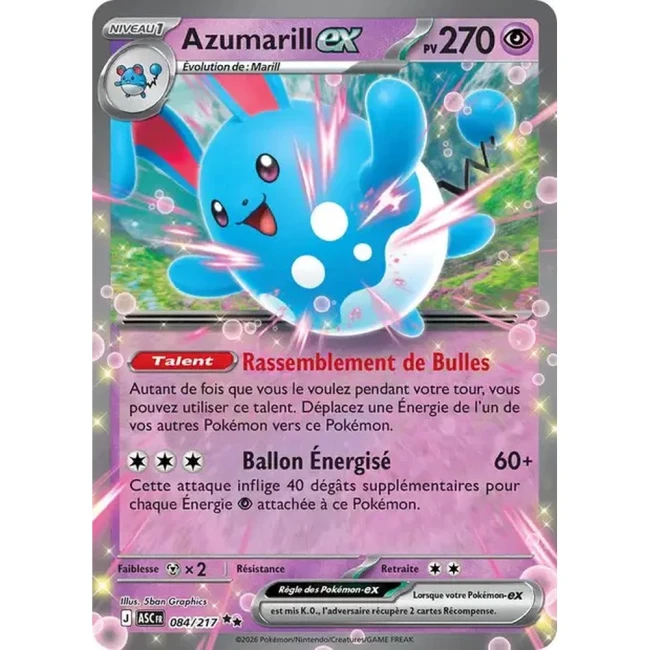 Carte Pokémon Azumarill ex 84/217 -  ME02.5  Héros Transcendants