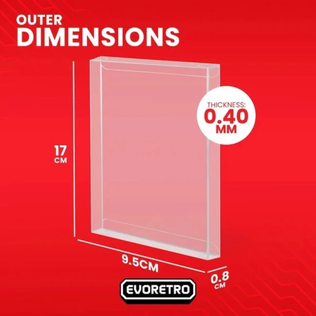 Dimensions du protecteur EVORETRO booster individuel – 17 x 9,5 x 0,8 cm