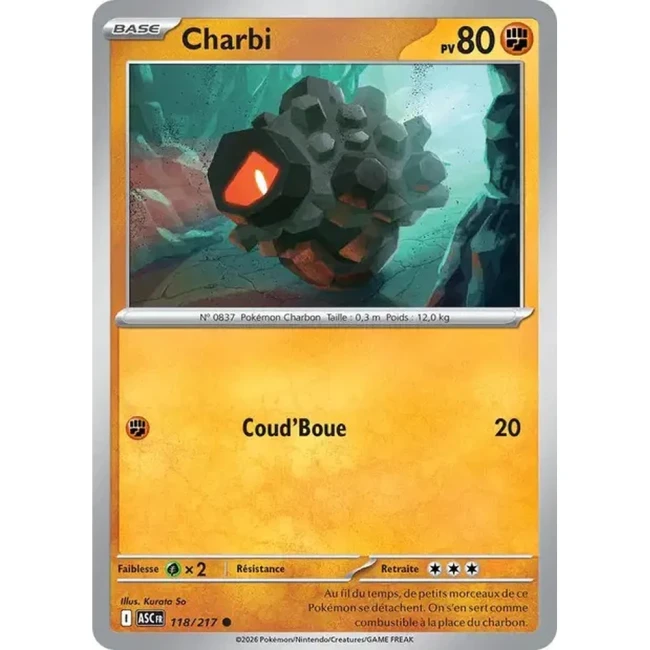 Carte Pokémon Charbi 118/217 - ME02.5 Héros Transcendants
