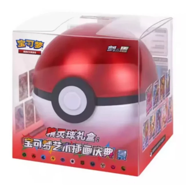 Poké Ball Tin rouge et blanche dans sa boîte Pokémon Nine Colors Gathering chinoise.