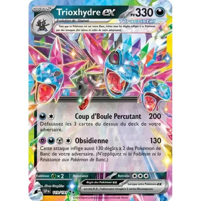 Carte Pokémon Trioxhydre ex 119/191 - EV8 Étincelles Déferlantes