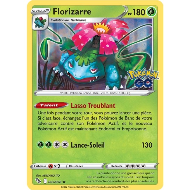  Carte Pokémon Florizarre 003/078 – Pokémon GO