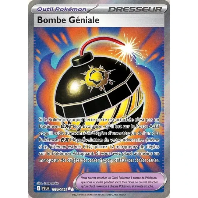 Carte Pokémon Bombe Géniale 113/084 - ME05 Nuit Noire