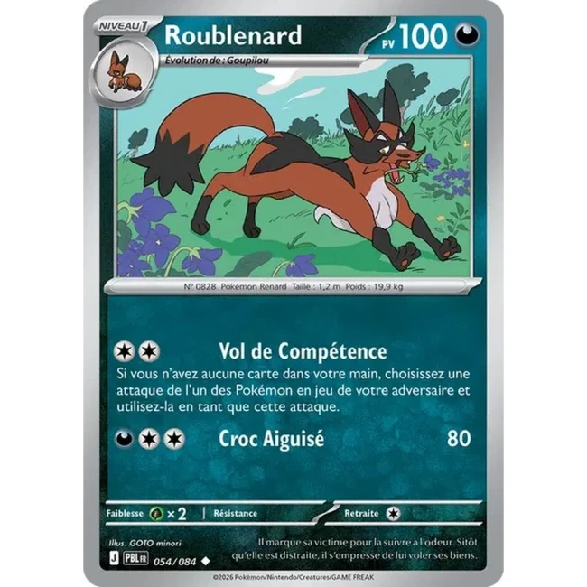 Carte Pokémon Roublenard 54/084 - ME05 Nuit Noire