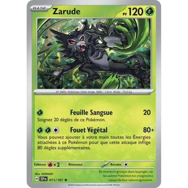 Carte Pokémon Zarude 11/191 - EV8 Étincelles Déferlantes