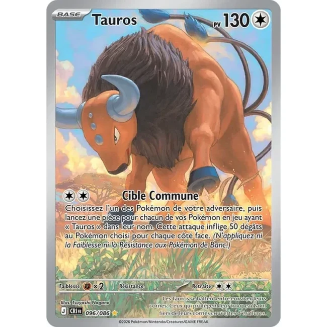 Carte Pokémon Tauros 96/086 - ME04 Chaos Ascendant