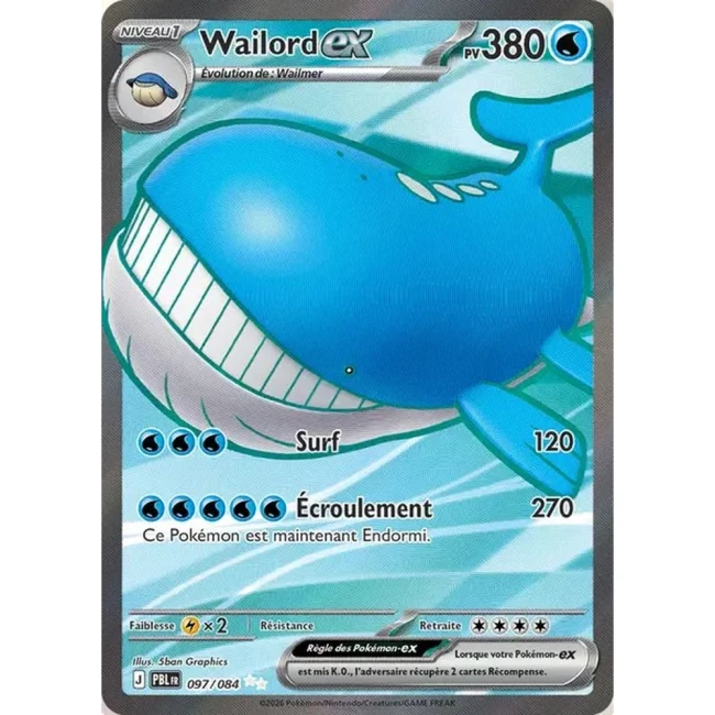 Carte Pokémon Wailord ex 97/084 - ME05 Nuit Noire