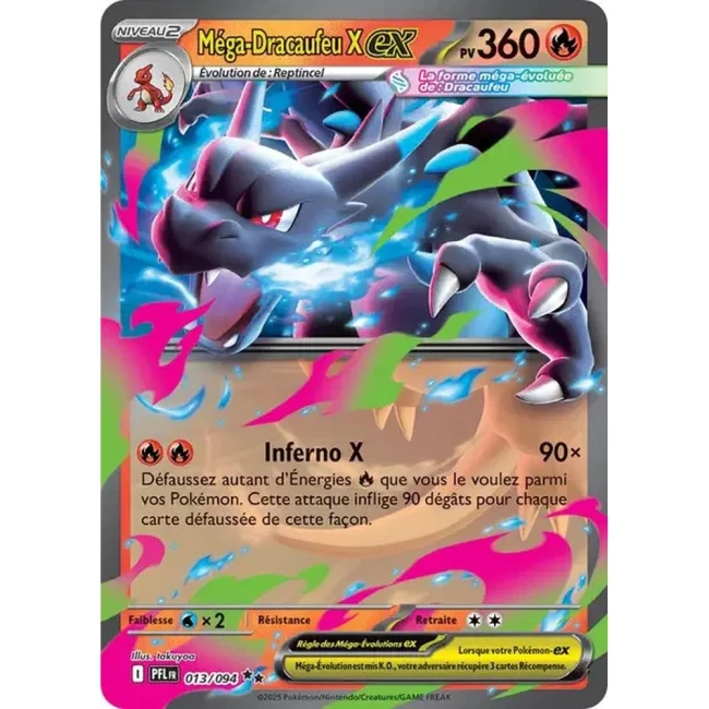Carte Pokémon Méga-Dracaufeu X ex 13/94 - ME02 Flammes Fantasmagoriques