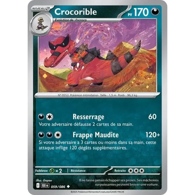 Carte Pokémon Crocorible 59/86 - EV10.5 Foudre Noire