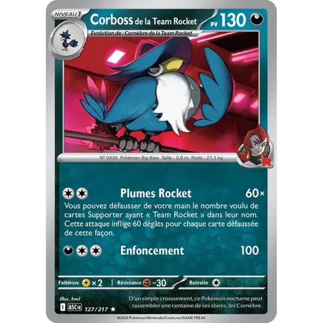 Carte Pokémon Corboss de la Team Rocket 127/217 - ME02.5 Héros Transcendants