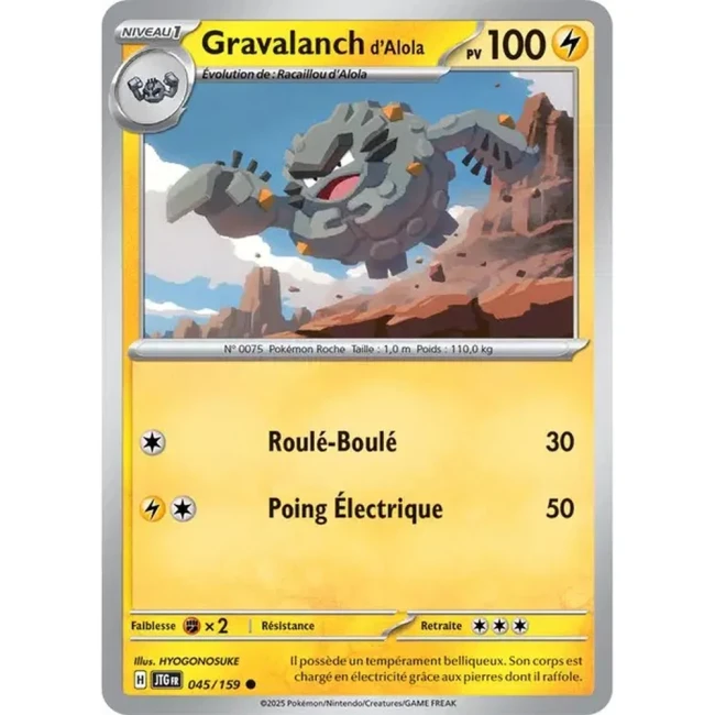 Carte Pokémon Gravalanch d'Alola 45/159 - EV9 Aventures Ensemble