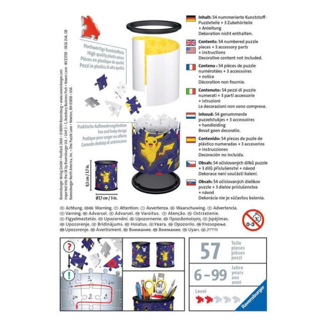 contenu et schéma du puzzle 3D Pokémon Pikachu Ravensburger