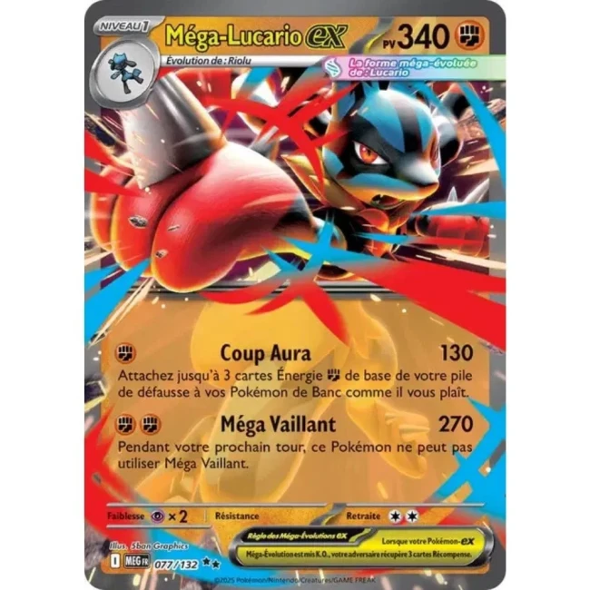 Carte Pokémon Méga-Lucario ex 77/132 - ME1 Méga évolution