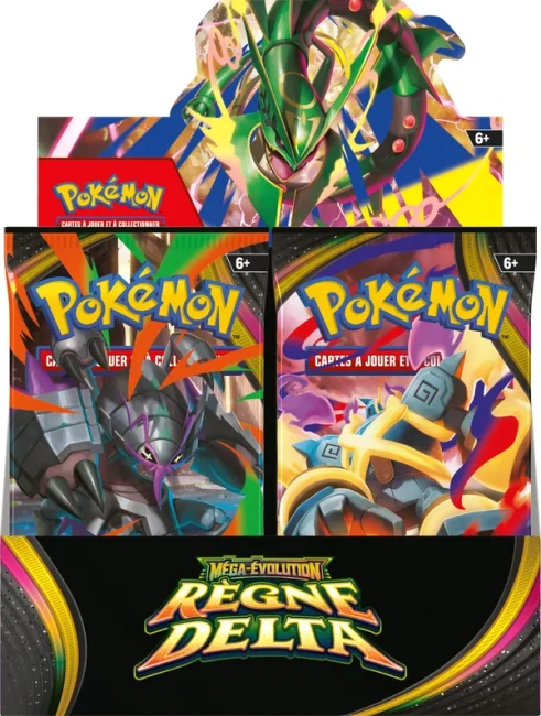 Display Pokémon ME06 Règne Delta FR x36, face Display de 36 boosters Pokémon ME06 Règne Delta FR, vue de face