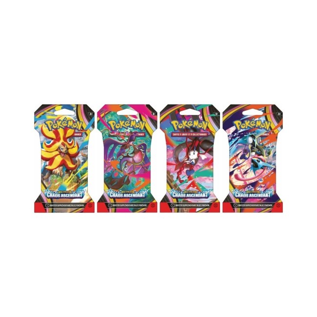 Différents visuels boosters Pokémon ME04 Chaos Ascendant série complète