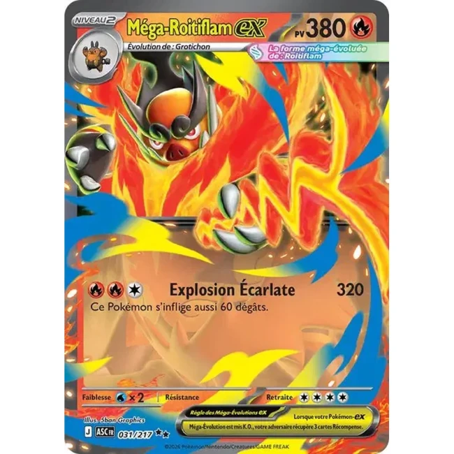 Carte Pokémon Méga-Roitiflam ex 31/217 -  ME02.5  Héros Transcendants