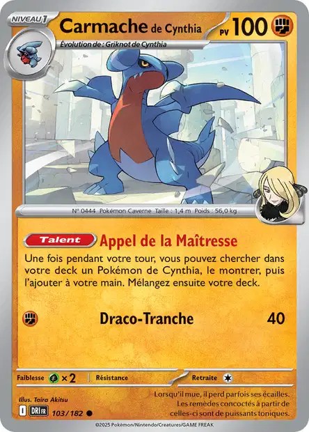 Carte Pokémon Carmache de Cynthia 103/182 - EV10 Rivalités Destinées