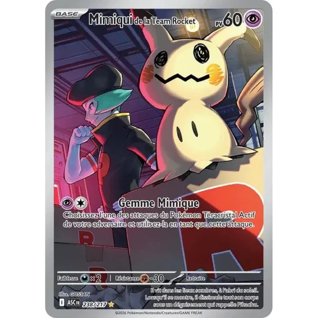 Carte Pokémon Mimiqui de la Team Rocket 238/217 - ME02.5  Héros Transcendants