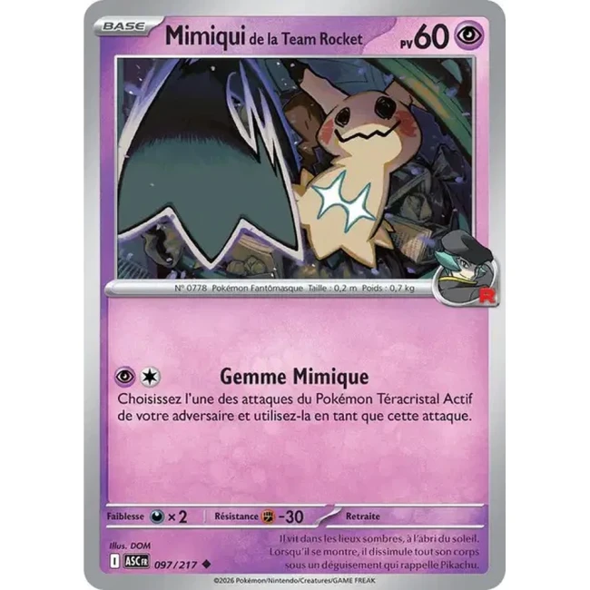 Carte Pokémon Mimiqui de la Team Rocket 97/217 - ME02.5 Héros Transcendants