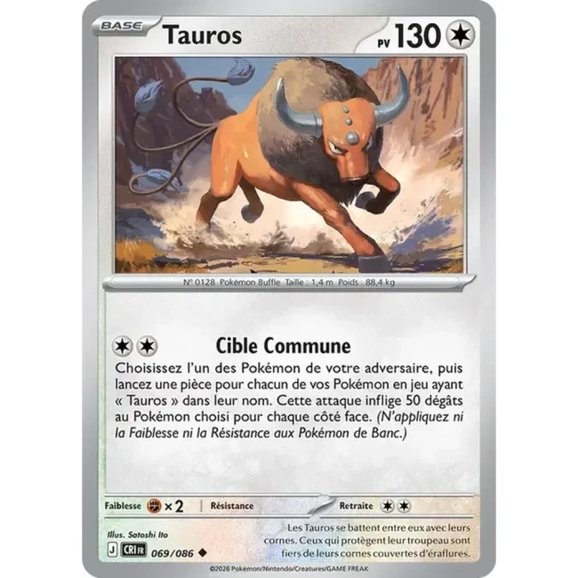 Carte Pokémon Tauros 69/086 - ME04 Chaos Ascendant