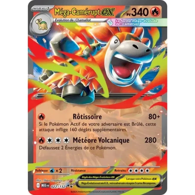 Carte Pokémon Méga-Camérupt ex 22/132 - ME1 Méga évolution