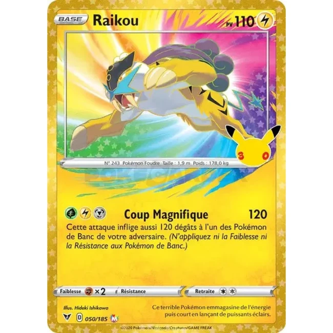Carte Pokémon Raikou 050/185 – 30e Anniversaire FR – Collection Classique