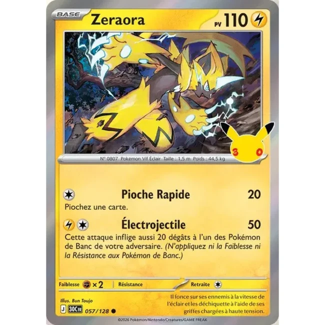 Carte Pokémon Zeraora 057/128 – 30e Anniversaire FR