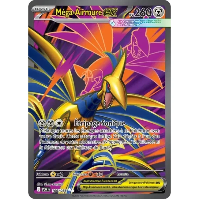 Carte Pokémon Méga-Airmure ex 106/088 - ME03 Equilibre Parfait