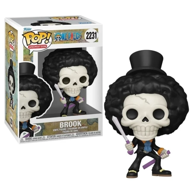 Funko POP Brook One Piece Refresh vue complète Funko POP Brook One Piece N°2231 boîte et figurine
