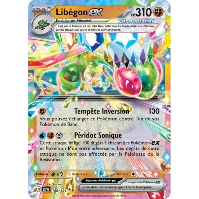 Carte Pokémon Libégon ex 106/191 - EV8 Étincelles Déferlantes