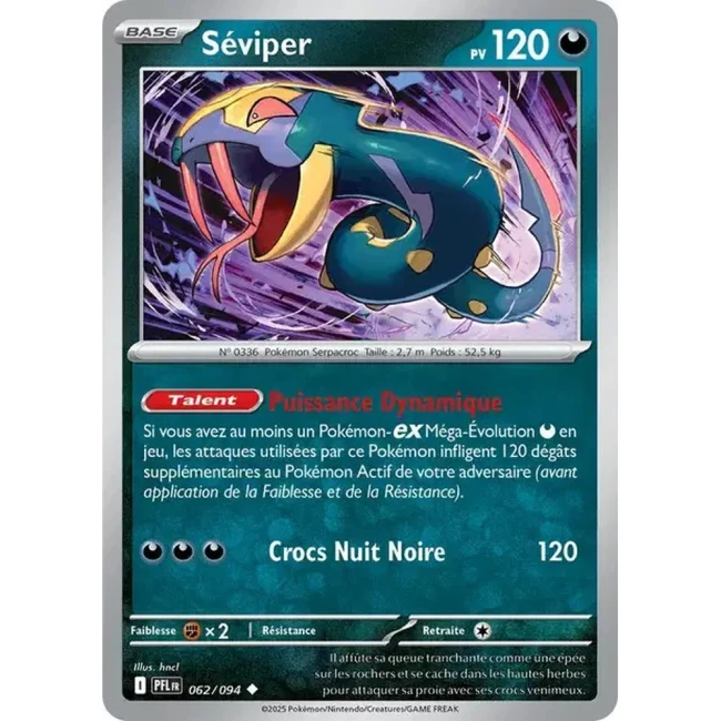 Carte Pokémon Séviper 62/94 - ME02 Flammes Fantasmagoriques