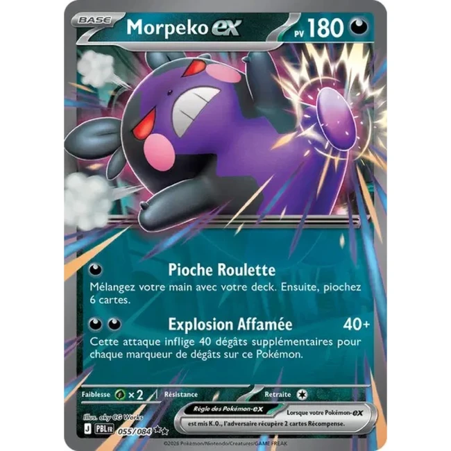 Carte Pokémon Morpeko ex 55/084 - ME05 Nuit Noire