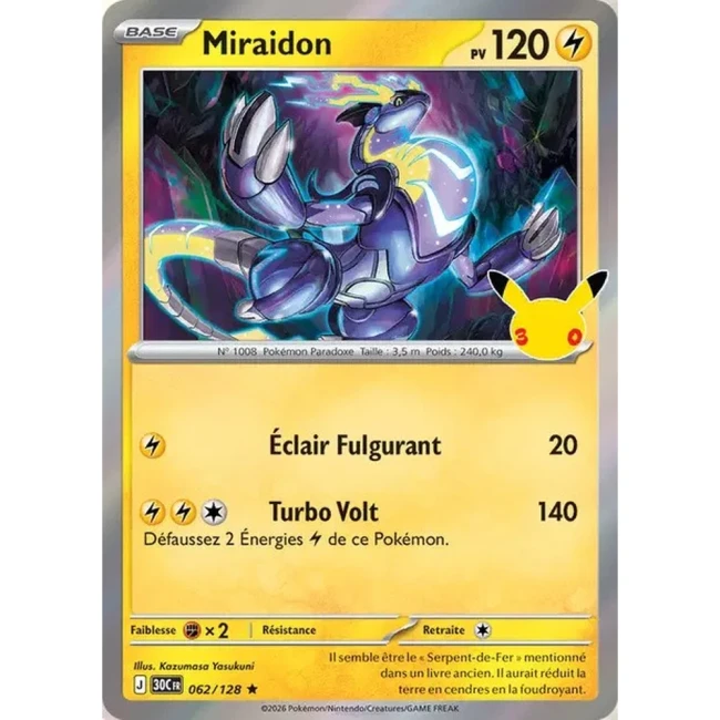 Carte Pokémon Miraidon 062/128 – 30e Anniversaire FR