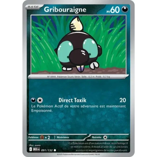 Carte Pokémon Gribouraigne 91/132 - ME1 Méga évolution