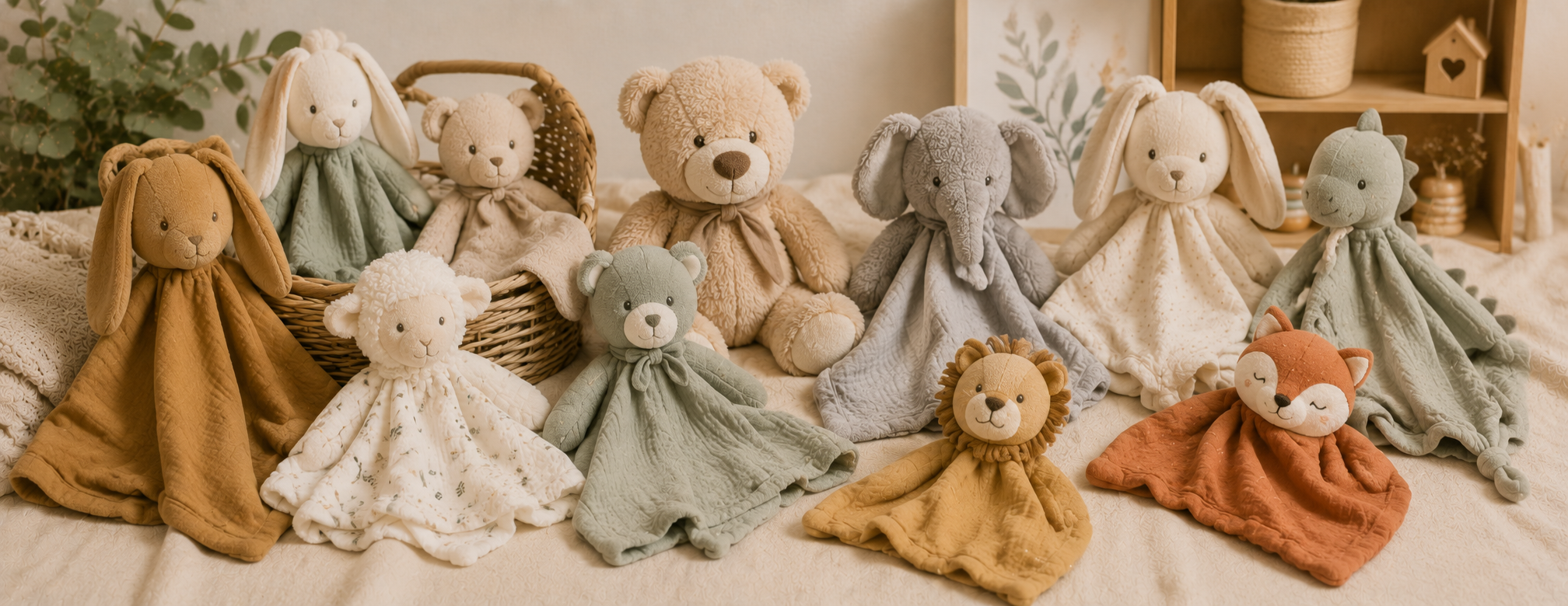Doudous de seconde main pour bébé et jeune enfant avec peluches douces et décoration cocooning